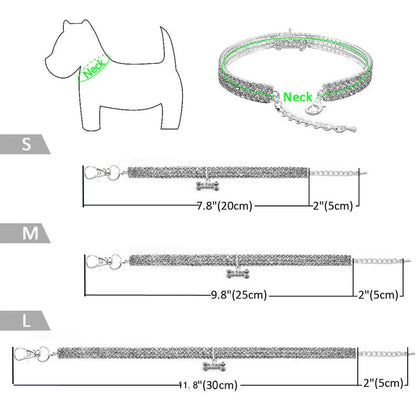 Collar con brillantes para perros pequeños y gatos.  Producto importado, plazo de entrega aproximado de entre 7 y 18 días.