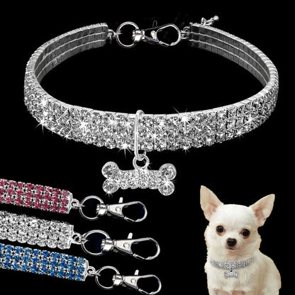 Collar con brillantes para perros pequeños y gatos.  Producto importado, plazo de entrega aproximado de entre 7 y 18 días.