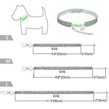 Collar con brillantes para perros pequeños y gatos.  Producto importado, plazo de entrega aproximado de entre 7 y 18 días.