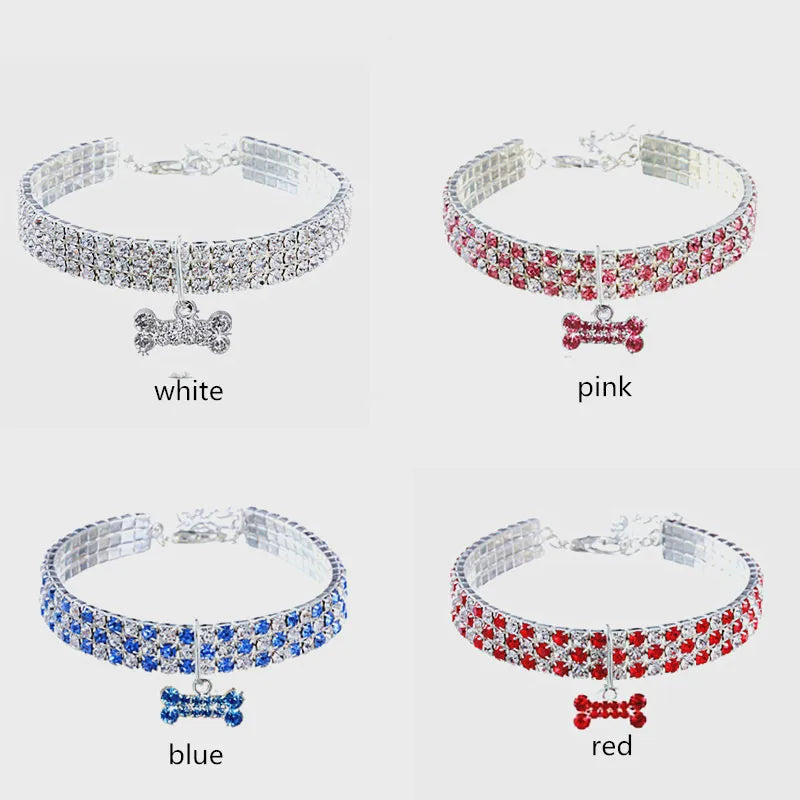 Collar con brillantes para perros pequeños y gatos.  Producto importado, plazo de entrega aproximado de entre 7 y 18 días.