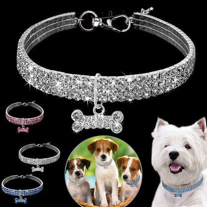 Collar con brillantes para perros pequeños y gatos.  Producto importado, plazo de entrega aproximado de entre 7 y 18 días.